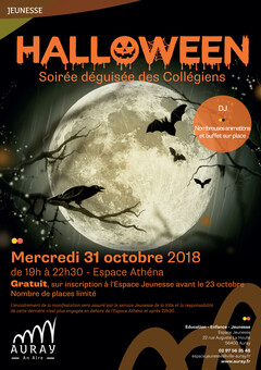 Auray : affiche de la soirée Halloween organisée pour les collégiens