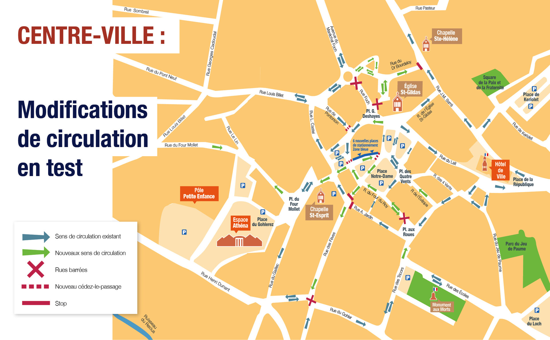 Centre ville : plan de circulation en test juin 2021 Centre ville : plan de circulation en test juin 2021