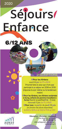 Auray : Visuel séjour de vacances enfance Auray : Visuel séjour de vacances enfance