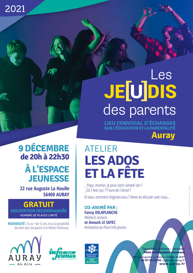 Auray : Jeudis des parents "Les ados et la fête"