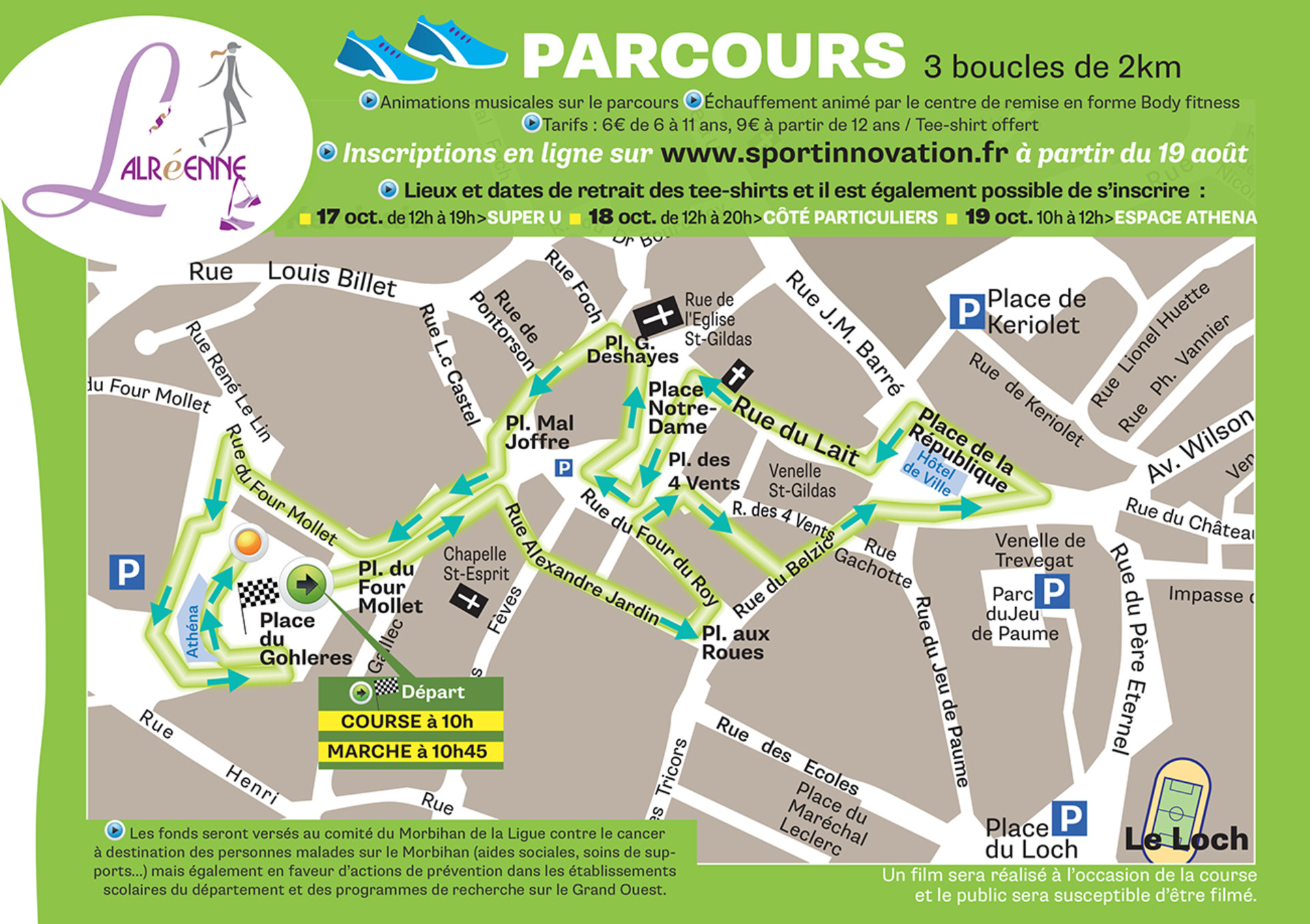 Auray : Plan de la marche-course de l'Alréenne, le 20 octobre Auray : Plan de la marche-course de l'Alréenne, le 20 octobre